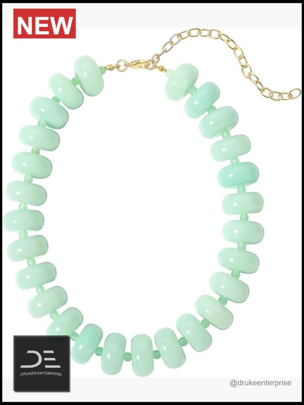 Chunky Bead Necklace, Oversized Beaded Statement Chain, Large Beads Fashion